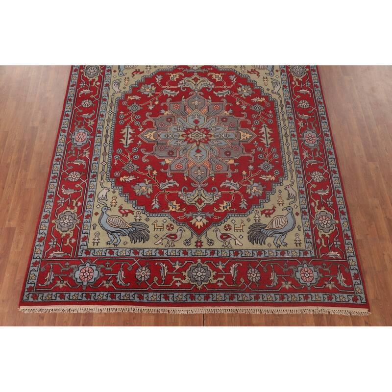 Animal Pictorial Ziegler Area Rug Hand-Knotted Wool Carpet - 7'11" x 9'10"