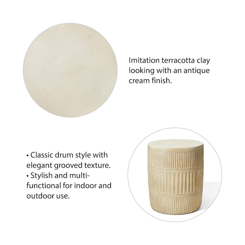 Glitzhome 18"H Modern MGO Faux Drum Garden Stool Plant Stand Accent Table