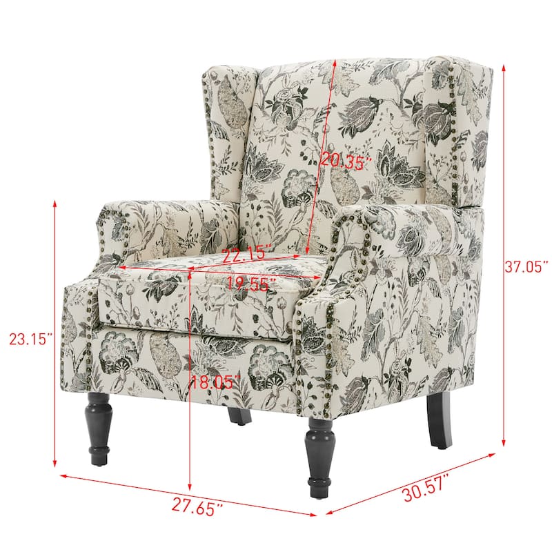 Set of 2 Patterned Upholstered Accent Chair for Living Room
