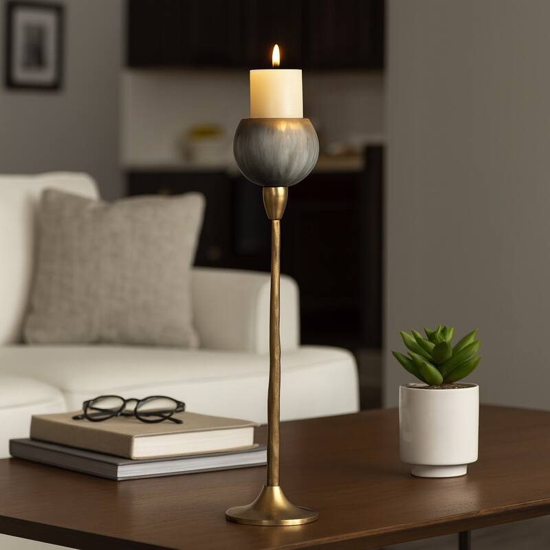 Glass Modern Stem Round Tealight Candle Holder