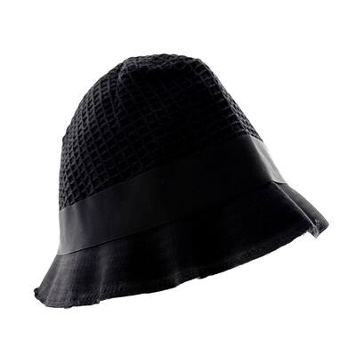 Dolce & Gabbana Textured Black Wool Blend Bucket Hat with Bow- for womens