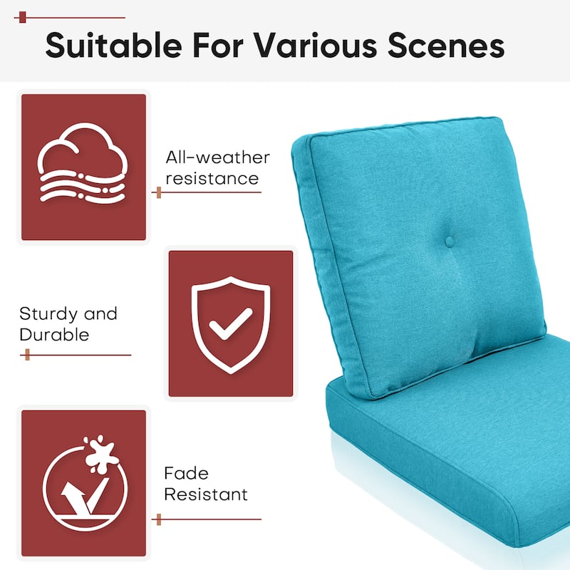 Gymojoy Pillow and Cushion Set Deep Seat Indoor/Outdoor - 25" x 22" x 4"