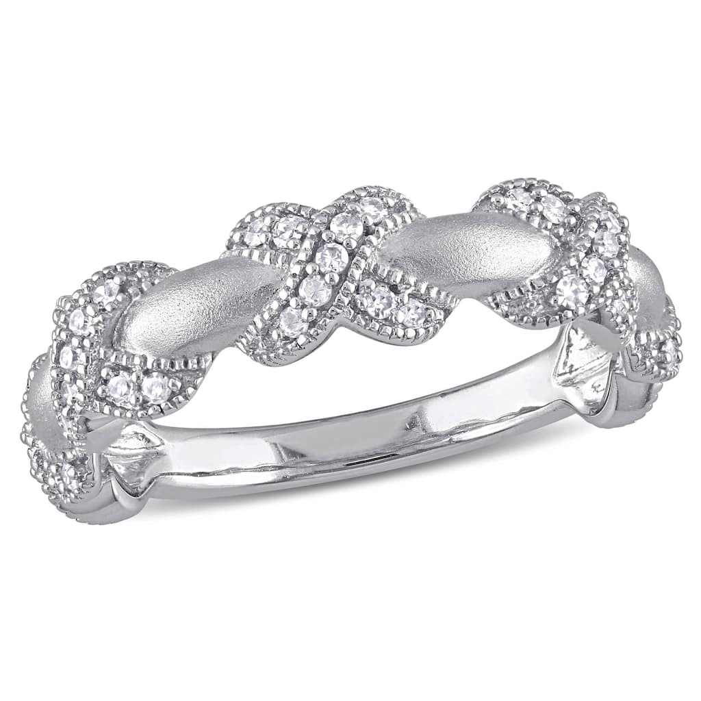 Miadora 1/5ct TDW Diamond "X" Ring with Matte Finishing in 14k White Gold