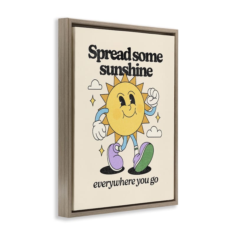 Stupell Retro Spread Some Sunshine Framed Floater Canvas Wall Art Design By Victoria Barnes