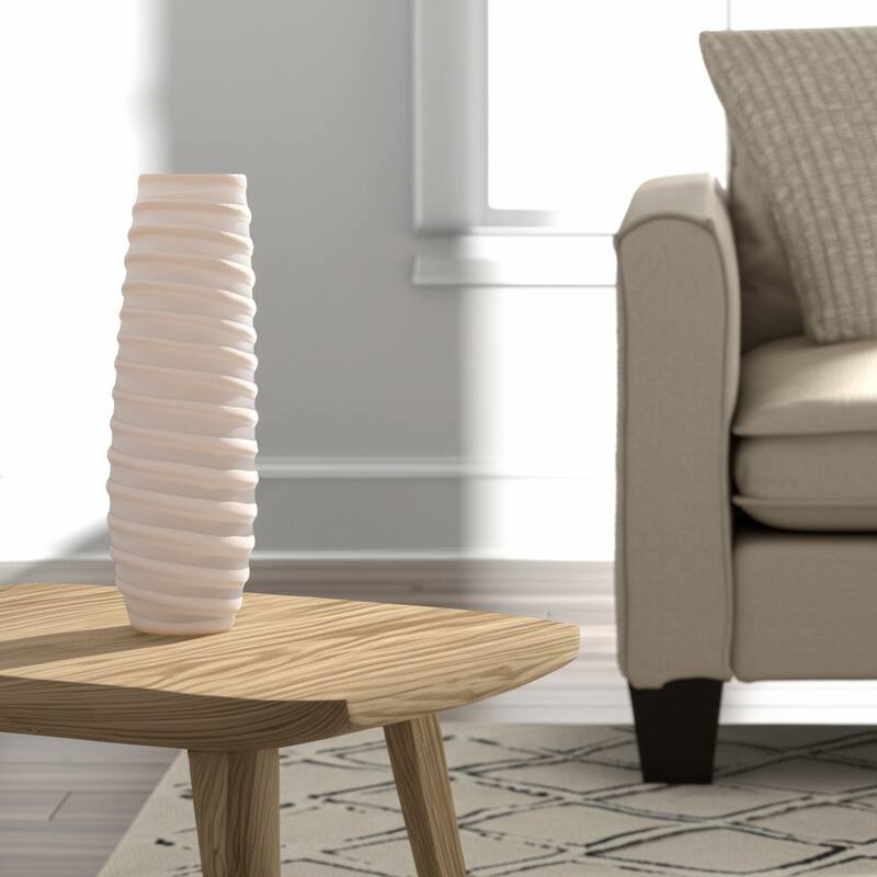 Glass Vase Carved Tall Ribbed Silhouette for Floral Arrangements