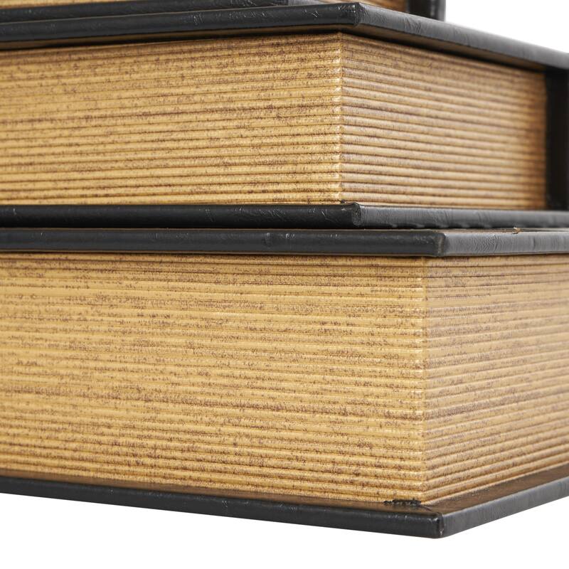 Faux Leather or Linen Fabric Book Storage Box - Set of 3 White, Beige, Black, Red or Light Gray - Roche River Decor