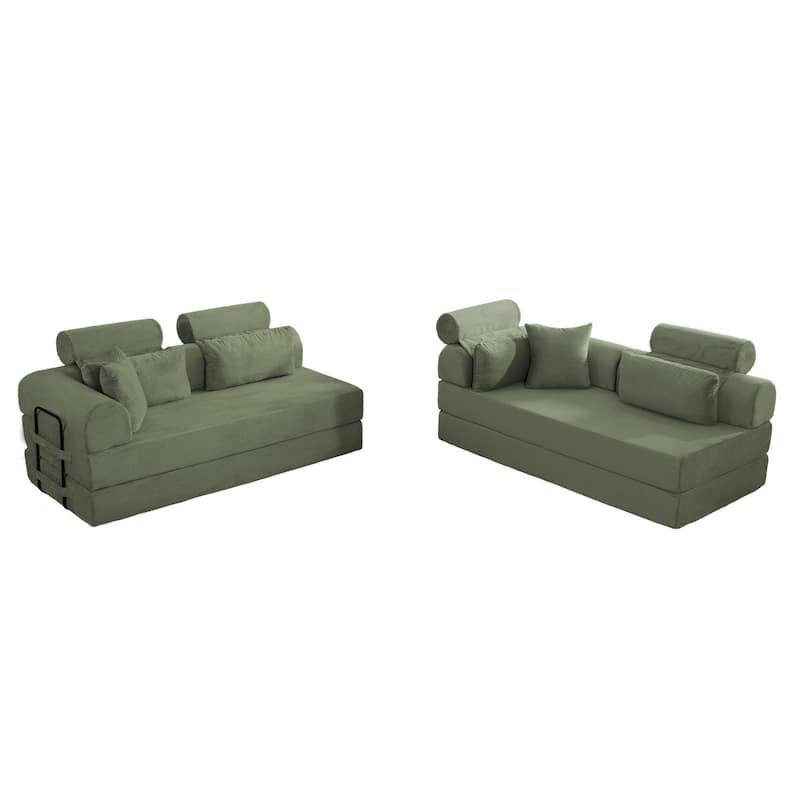 106.3" L-Shaped Corduroy Sectional Sofa with Pillows, No Assembly Required