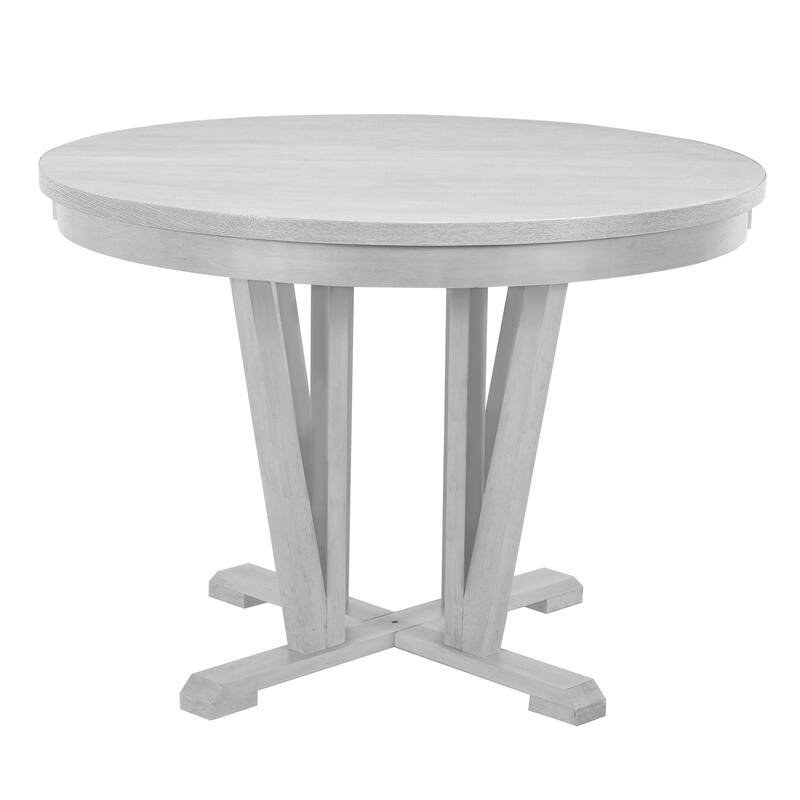 5-Piece Rustic Dining Set with Round Trestle Table, Extendable 15.8" Leaf, 4 Cross Back Dining Chairs for Kitchen & Dining Room