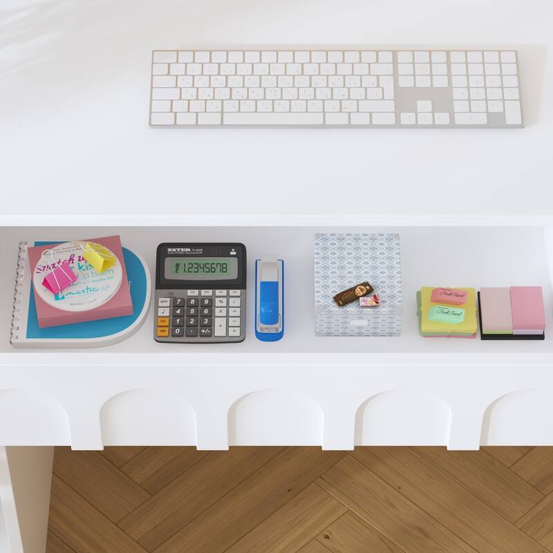 Multi-Tier Bookcase Built-In Desk - Space-Saving Design Home or Office