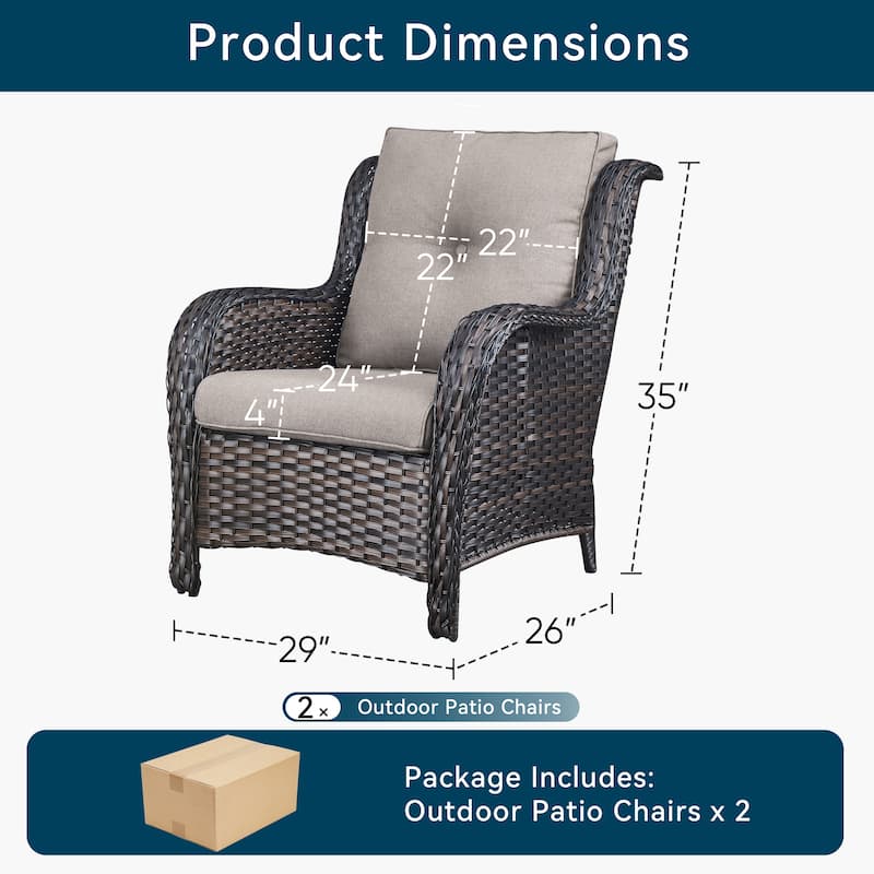 Pocassy Outdoor Patio Chairs Ottoman Table with 4 Inch Cushion