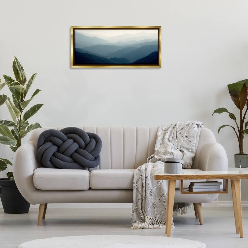 Stupell Foggy Blue Mountains Framed Floater Canvas Wall Art Design By Gemma Bardot
