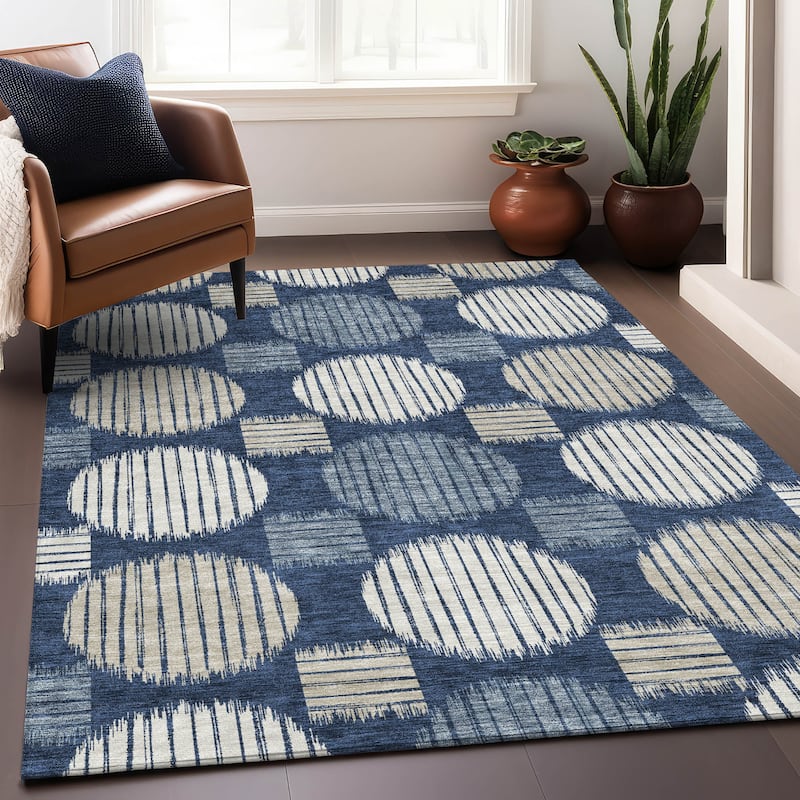 Premium Washable Super Soft Modern Pop Mayfield Rug - Navy - 8' x 10'