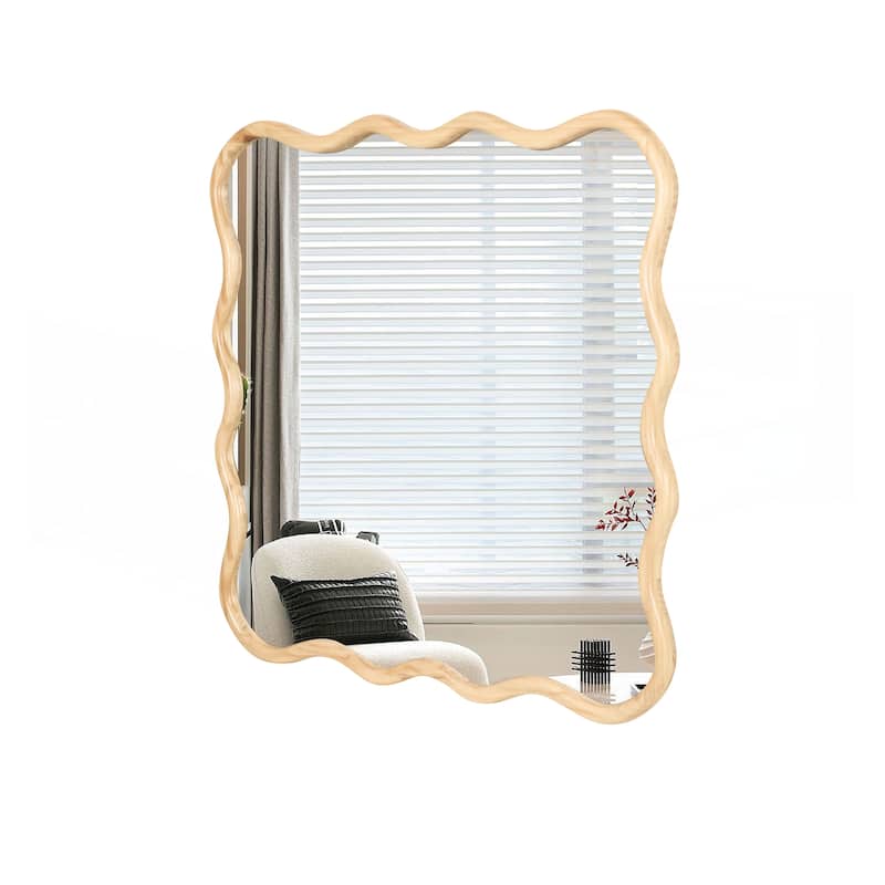 Solid Wood Wavy Square Mirror