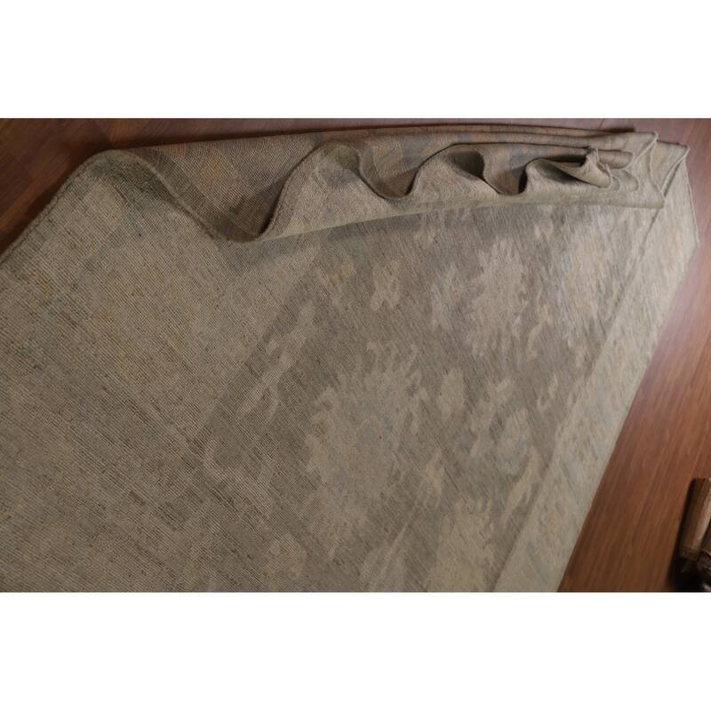 Gray Floral Oushak Turkish Area Rug Hand-knotted Oriental Wool Carpet - 9'1"x 11'10"