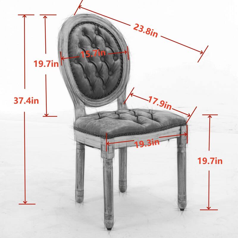 French Style Dining Chairs Set of 2 with Solid Wood Frame and Nailhead Trim