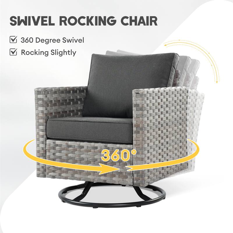 XIZZI 7-piece Outdoor Patio Furniture Rattan Wicker Conversation Set