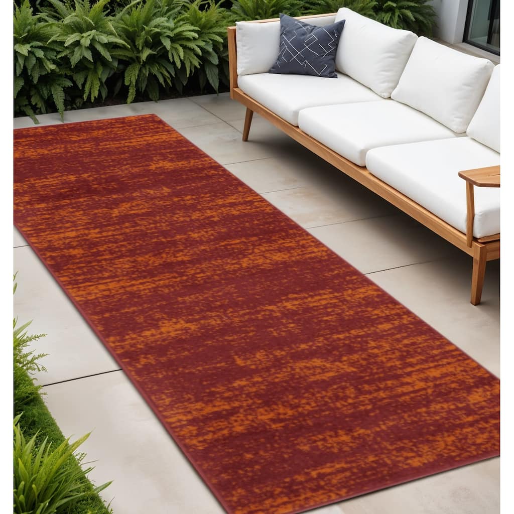 HomeRoots Abstract Contemporary Runner Outdoor Rug - 8' Runner