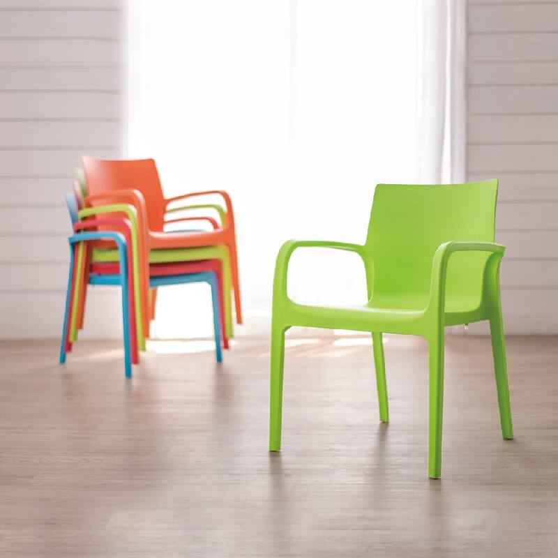 Alissa Resin Stackable All-Weather Dining Armchair, Set of 2
