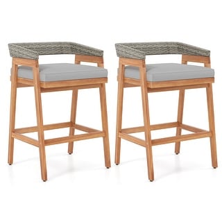 Costway Patio Counter Height Bar Stools Set of 2 with Cushions PE - See ...
