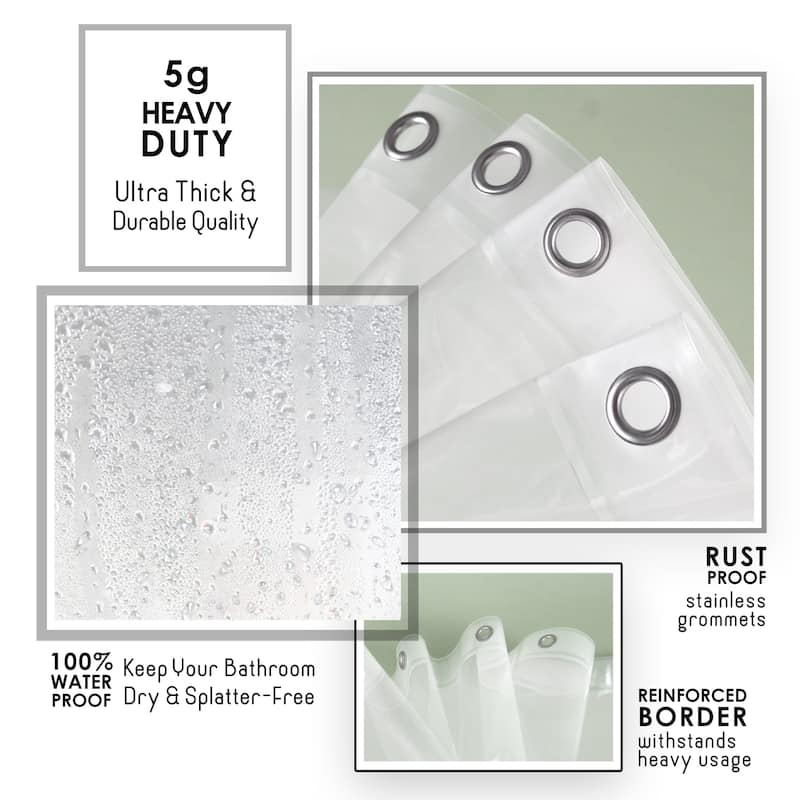 Empyrean Heavy Duty 5G Thick Scum Resistant Shower Curtain Liner