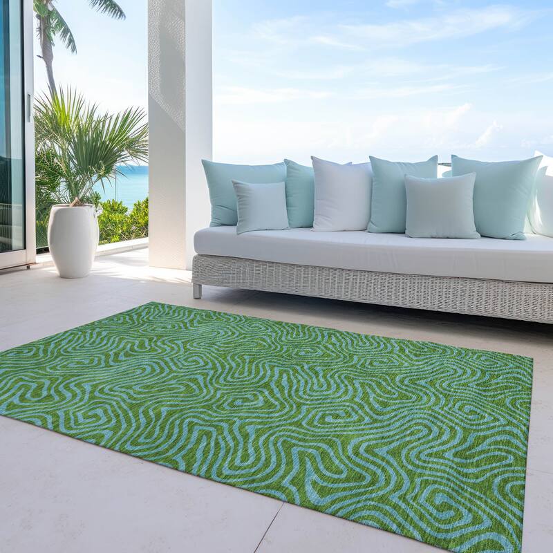 Machine Washable Indoor/ Outdoor Modern Trance Chantille Rug