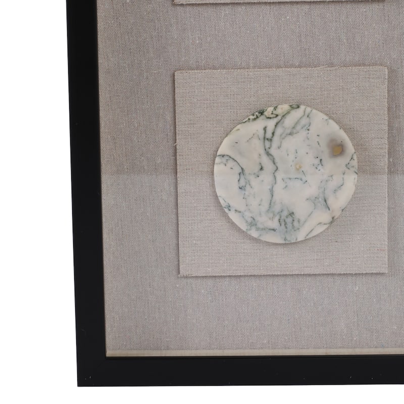 Stone Wall Decor Frame Three Circular Inlays Vertical - 28" Brown