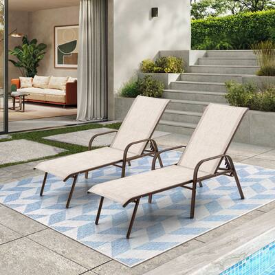Outdoor Aluminum Chaise Lounge Chairs with Adjustable Backrest Set of 2/4
