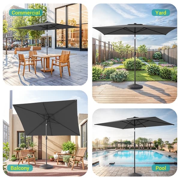 10x6.5ft rectangle outdoor patio aluminium umbrella sun stands Amazon.com : Bonosuki Umbrella,10x6.5ft Patio with 6 Sturdy Ribs & Tilt for Garden Deck Lawn & Pool,Beige : Patio, Lawn & Garden You dont need to close your patio umbrella the moment the sun goes down Bonosuki 10 x 6.5ft LED