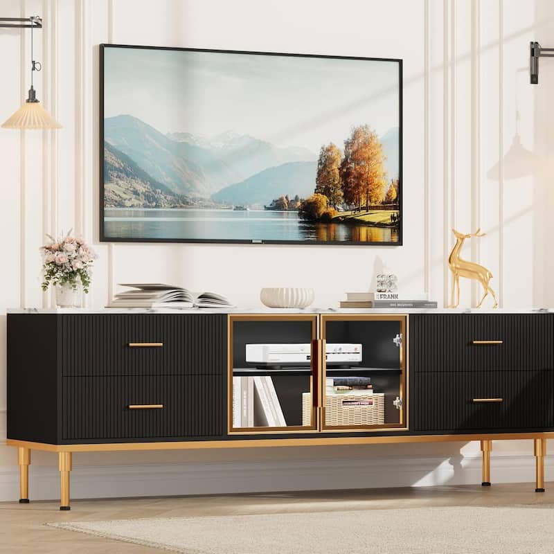 Modern Entertainment Center LED Lighted TV Stand for Living Room 55-75" TVs - N/A