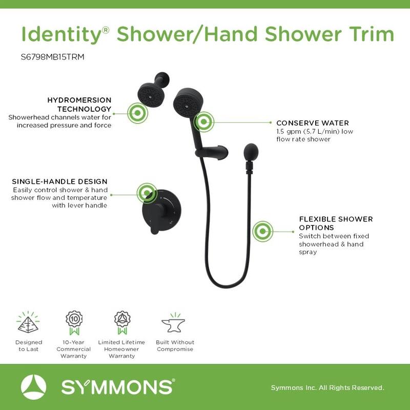 Symmons S679815TRM Identity HydroMersion Pressure Balanced Shower