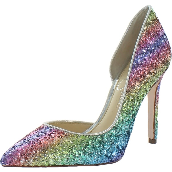 rainbow glitter pumps