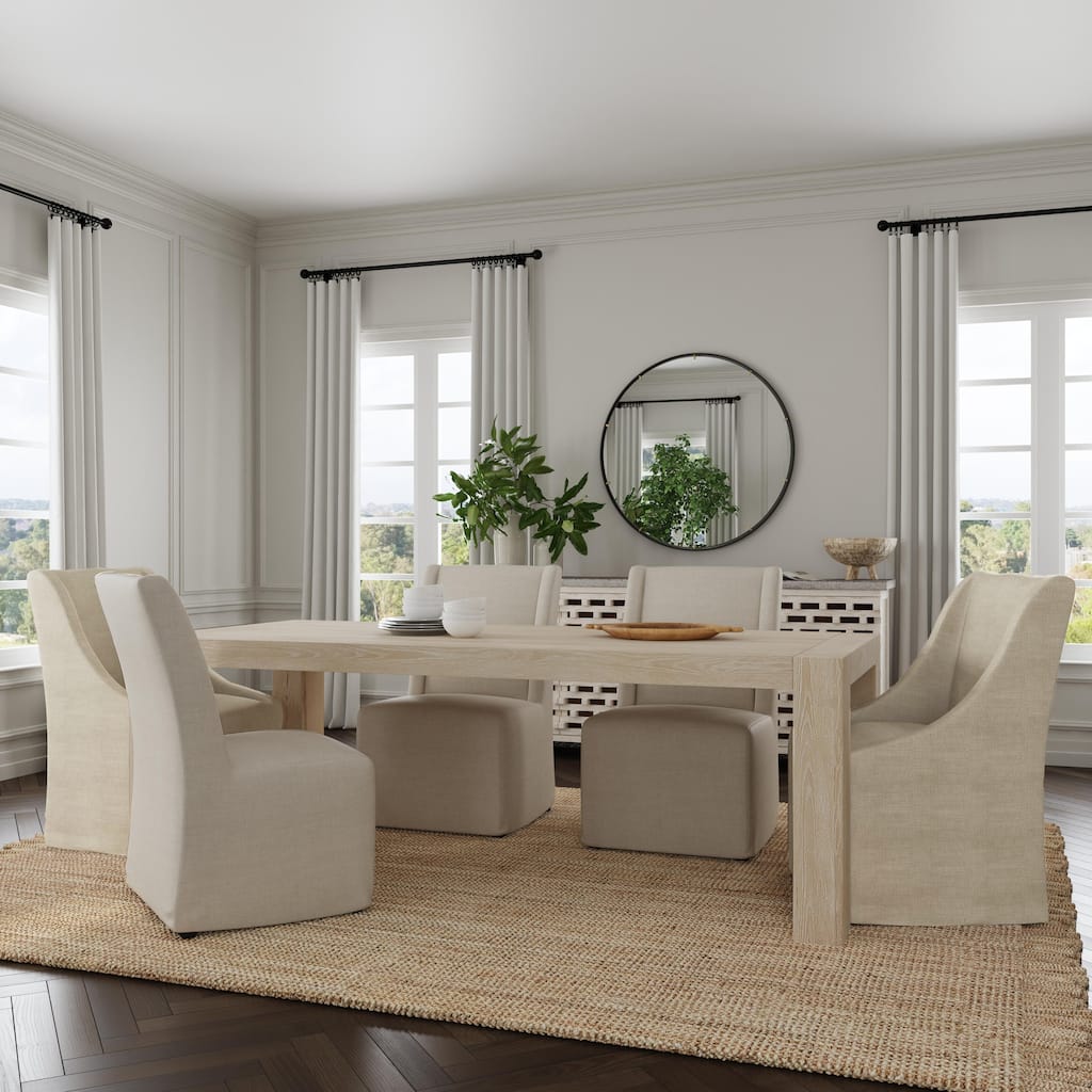 Classic Home Kingston 89" Reclaimed Oak Wood Dining Table in Aged White - 89Wx40Dx30H