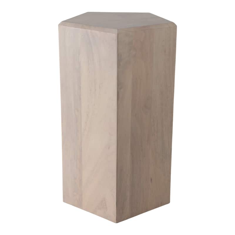 Natural Wood Side Table Elegant Geometric Design Narrow End Accent