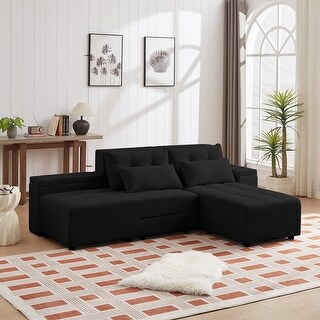 Corduroy Convertible 3 in 1 Sleeper Sofa and Sectional Sofa - Bed Bath ...
