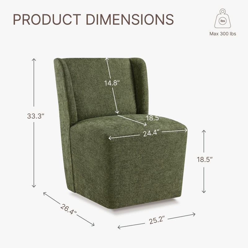 Spruce & Spring Iris Modern Upholstered Fabric Dining Chair with Casters