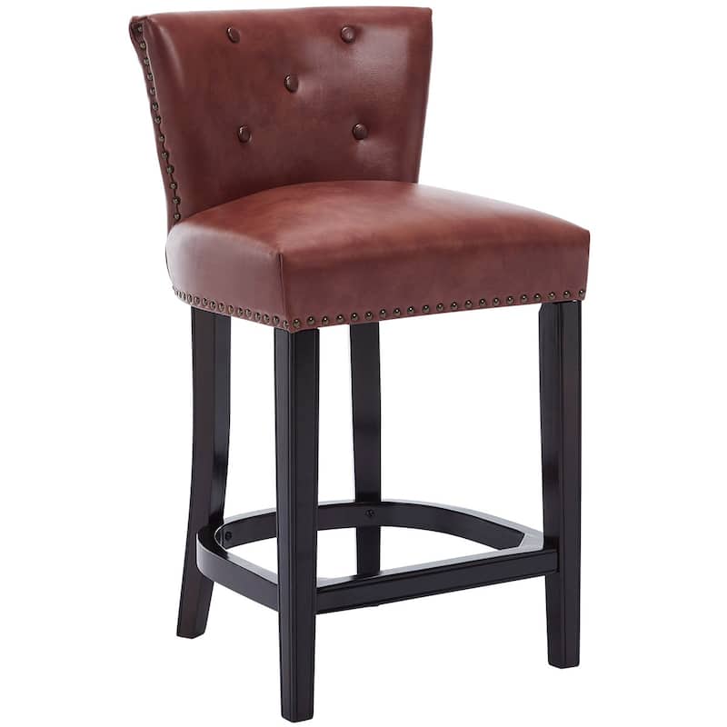 Bar Stools Set of 2,Seat Height 26" Leather Wooden Bar Stools