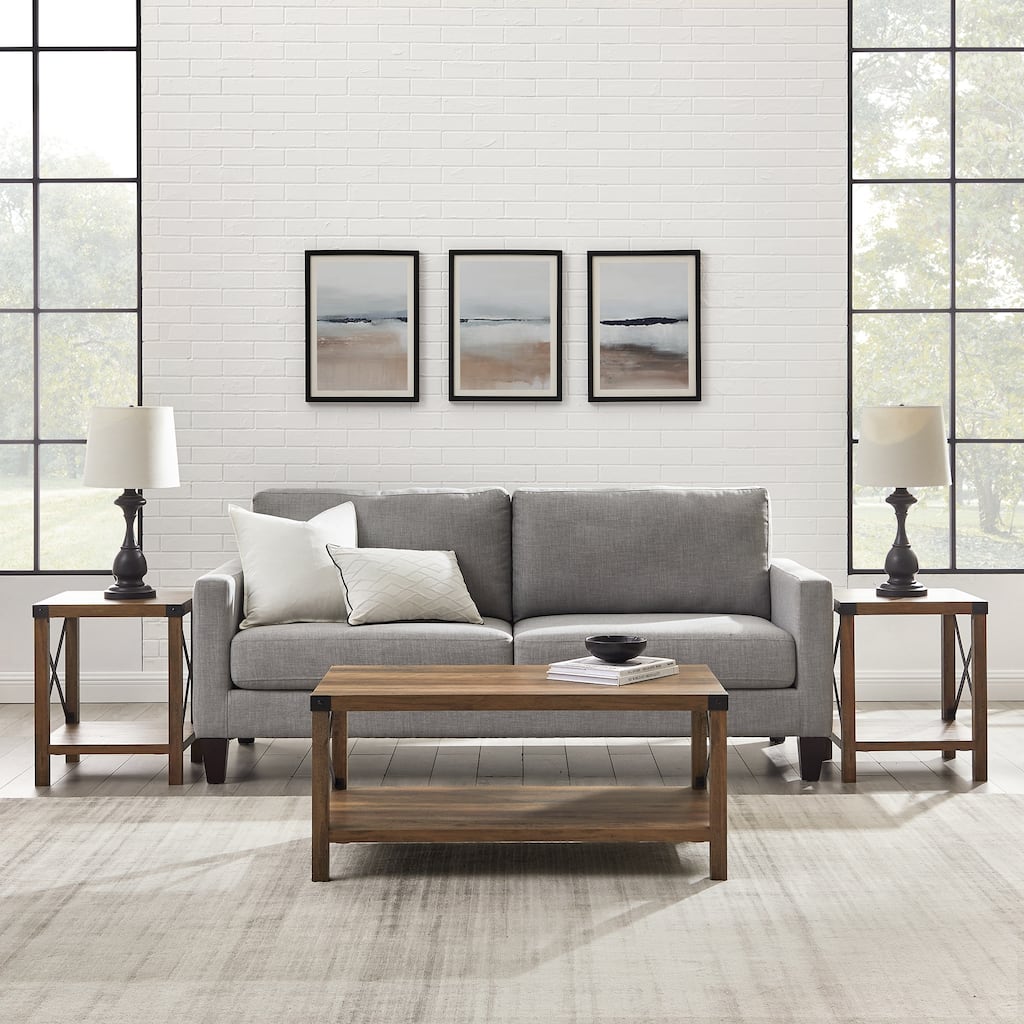 Walker Edison 3-piece Coffee Table and Side Table Set
