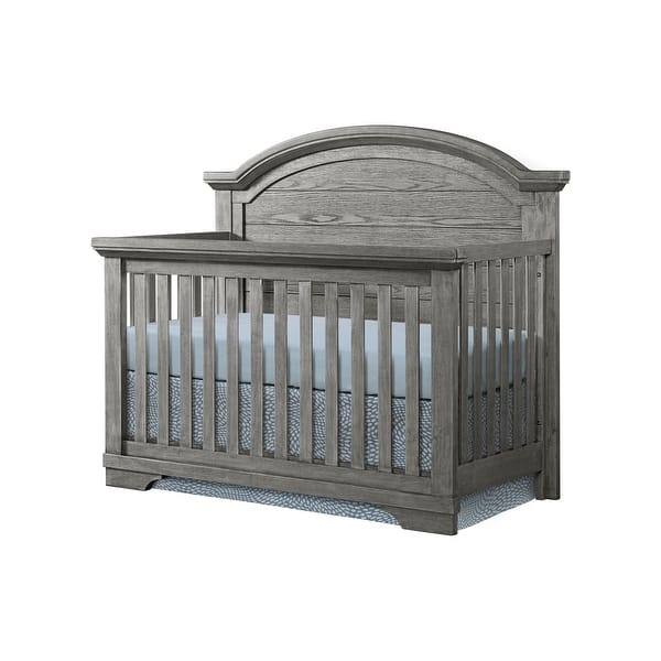 slide 2 of 10, Foundry 56" Wide Arch Top Convertible Crib, Brushed Pewter