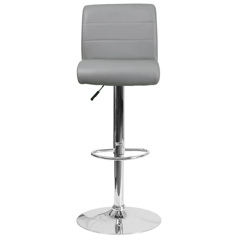 2 Pack Vinyl Adjustable Height Barstool with Rolled Seat and Chrome Base