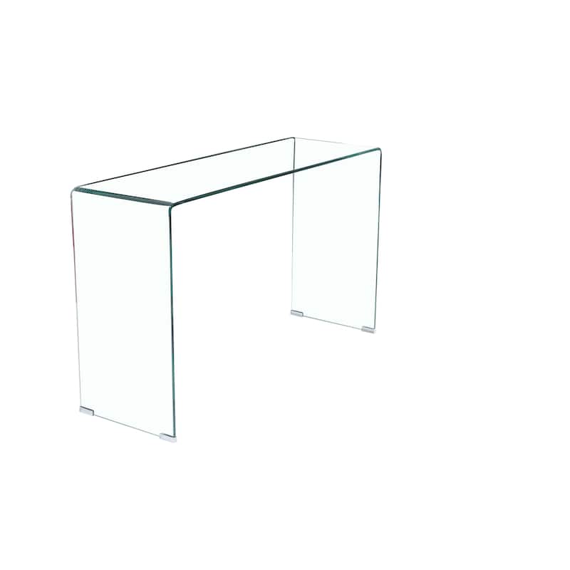 HomeRoots 43" Clear Glass Solid Console Table - 43.30 in. x 29.50 in. x 13.70 in.