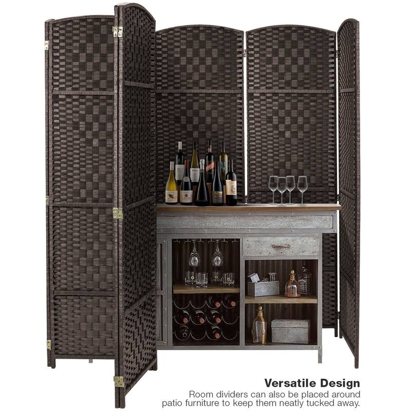 Extra Wide Diamond Weave Fiber Room Divider, 6 Panel Privacy Screen