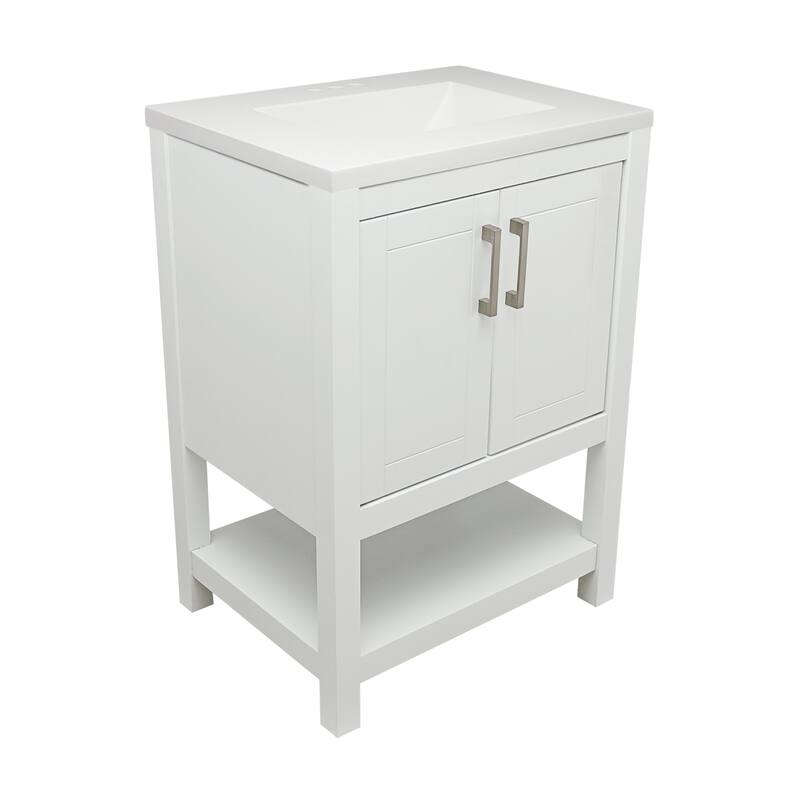 Taos 25" Bathroom Vanity with Cultured Marble Vanity Top Sink in White with White Basin