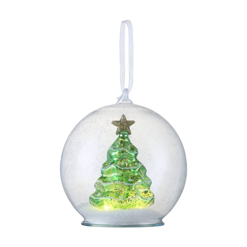 5.5" Mercury Glass Tree Globe Ornament - Green