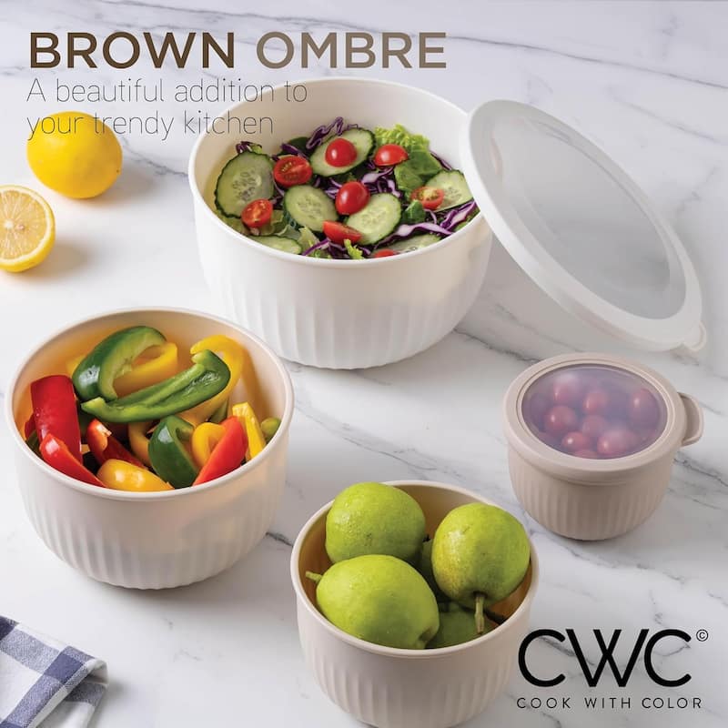 COOK WITH COLOR Prep Bowls with Lids- Wide and Deep Nesting Plastic Small Mixing Bowl Set with Lids, 12 Piece Set - Deep Bowls