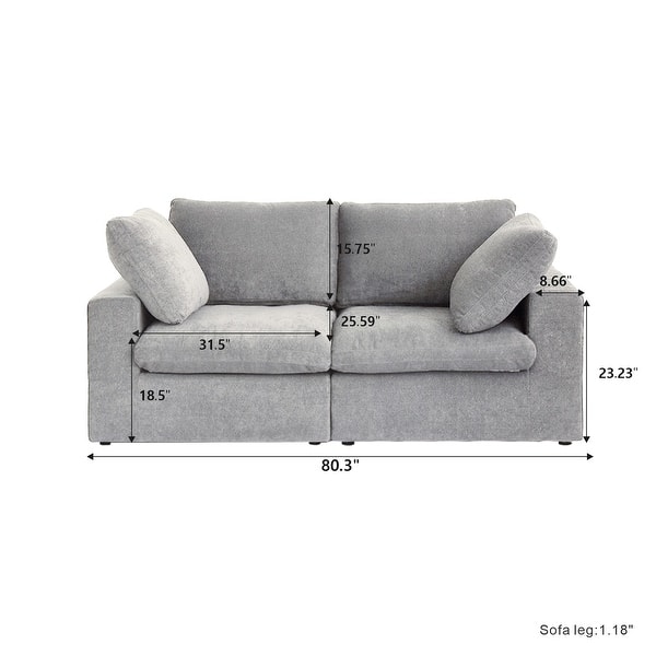 dimension image slide 0 of 3, Modern Linen Sectional Sofa Commix Down Filled Overstuffed Upholstered Couches for Living Room
