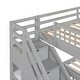preview thumbnail 14 of 13, L-Shaped Twin Over Full Bunk Bed with 3-Drawers, Staircase & Guardrails, Grey