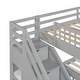preview thumbnail 28 of 44, Twin over Full L-Shaped Wooden Bunk Bed,Sloping Ladder and Staircase