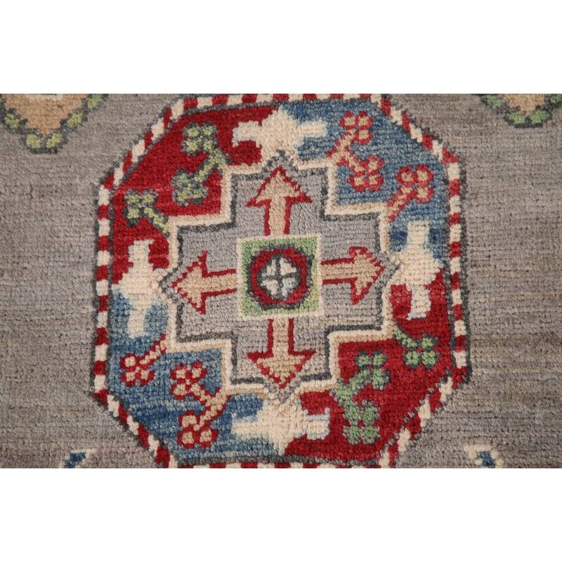 All-Over Gray Kazak Oriental Area Rug Handmade Wool Carpet - 8'5"x 11'0"
