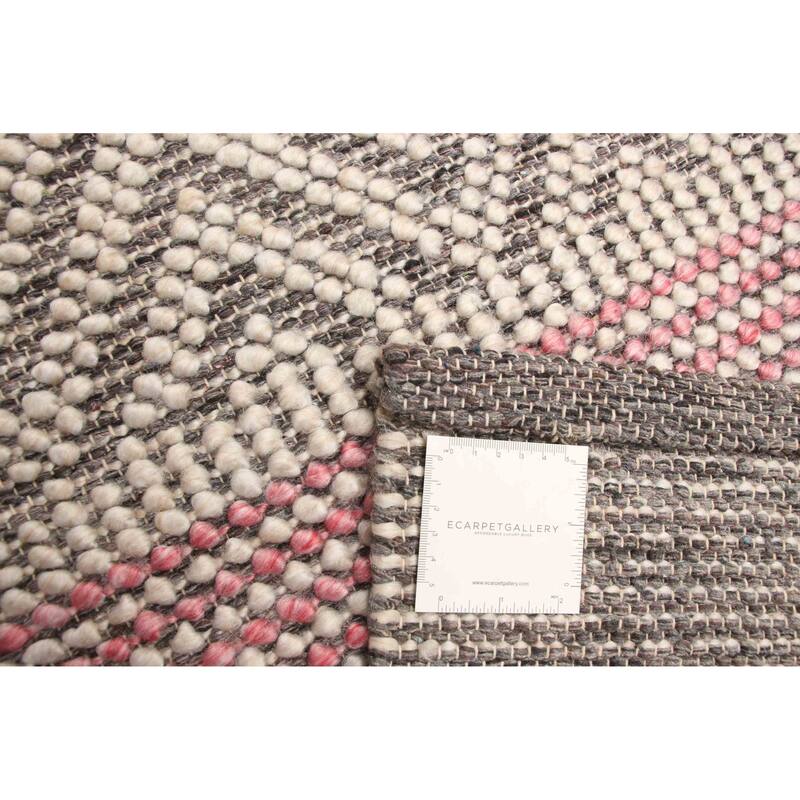 ECARPETGALLERY Braid weave Sienna Dark Pink Wool Rug - 5'2 x 8'2