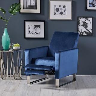 Brightwood Modern Velvet Recliner w/ Steel Legs by Christopher Knight Home